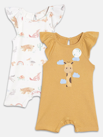 Broon Infant Baby Organic Cotton Short Sleeve Rompers